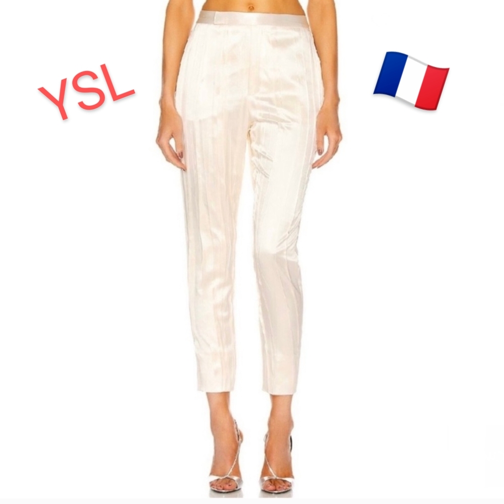 NWOT Yves Saint Laurent Classic White Cotton Pants Sz 36